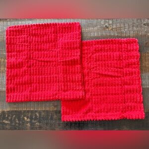 NWOT Pack of 2 Red Corduroy Decorative Throw Pillow Covers 18x18 InchSoft